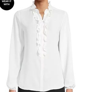 Bar III XS White Ruffle Blouse